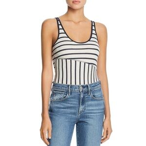 New ATM Striped Bodysuit Navy Gray Modal One Piece L
